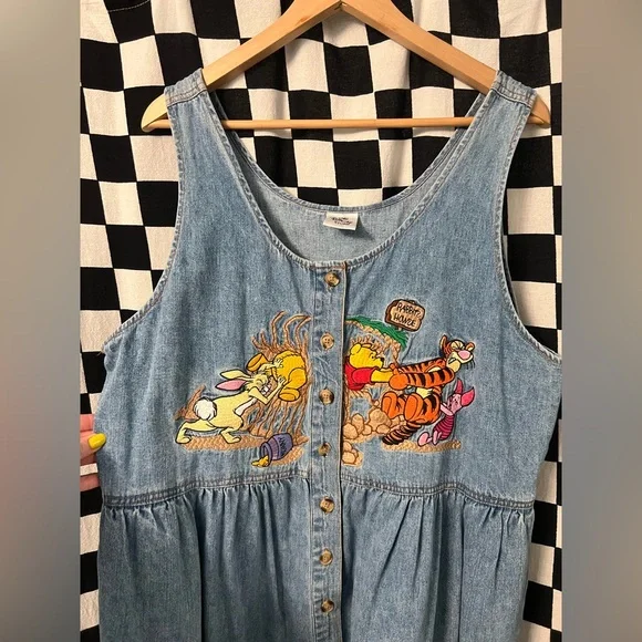 Disney Store Vintage Winnie The Pooh Denim Dress - Picture 2 of 11